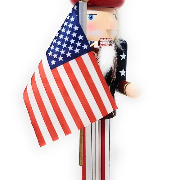 Patriotic Nutcracker Independence Day Flag Stars and Stripes 15" - Picture 2 of 3
